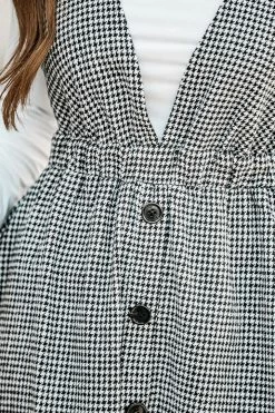 CUPSHE Elma Houndstooth Mini Pinafore Dress Clothing