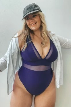 CUPSHE Summer Dreaming Plunge Mesh Plus Size One Piece Swimsuit One Pieces