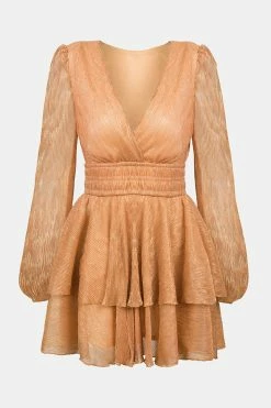 CUPSHE Starlight Metallic V-Neck Flounce Dress Clothing