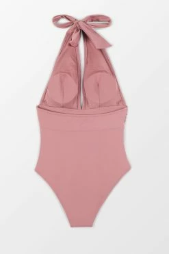 CUPSHE One Pieces Bianca Dusty Pink Plunge Halter Tummy Control One Piece Swimsuit