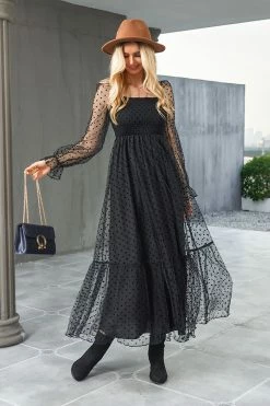 CUPSHE Neva Clip Dot Smocked Maxi Dress Clothing