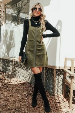 CUPSHE Clothing Bethel Faux Suede O-Ring Pinafore Dress