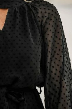 CUPSHE Eldora Belted Clip Dot Ruffled Dress