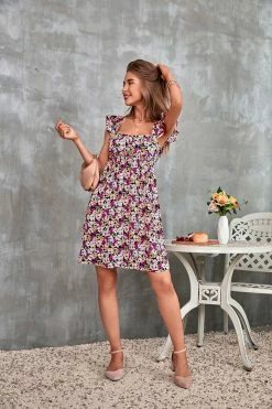 CUPSHE Dresses Best Sellers Kenya Ditsy Square Neck Cut Out Dress