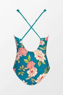CUPSHE Crystal Teal Cutout Cross Back One Piece Swimsuit