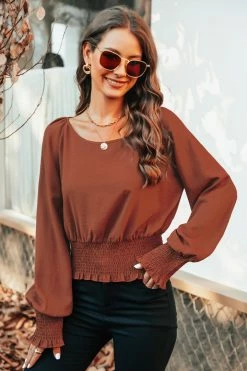 CUPSHE Eunice Smocked Bishop Sleeve Top Clothing