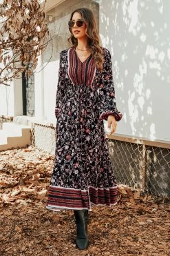 CUPSHE Avila Paisley Floral Long Sleeve Maxi Dress
