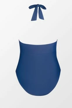 CUPSHE One Pieces Bianca Dusty Blue Plunge Halter One Piece Swimsuit