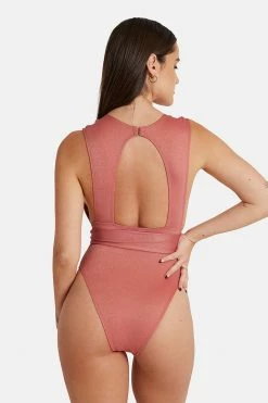 CUPSHE One Pieces Dusty Cedar Belted Plunge One Piece