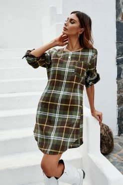 CUPSHE Moriah Gingham Curved Hem Short Dress