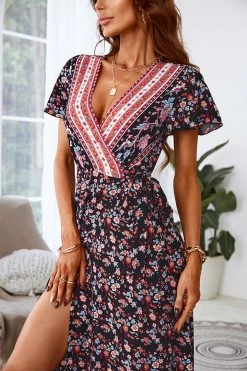 CUPSHE Kora Lace Up Ruffle Maxi A-shape Dress