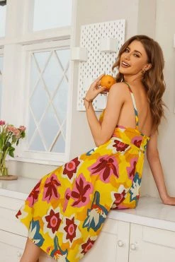 CUPSHE Clothing Cassia Square Neck Backless Ruching Slip Dress