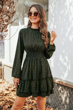 CUPSHE Cosette Leopard Tiered Flounce Dress Clothing