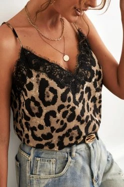 CUPSHE Dior Leopard Print Lace Trim Cami