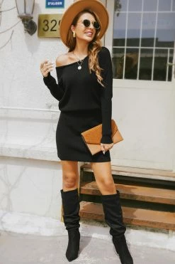 CUPSHE Wild Thing One-Shoulder Sweater Dress Clothing