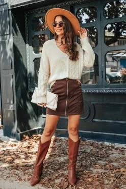 CUPSHE Freddie Cable Knit Two-Tone Striped Sweater