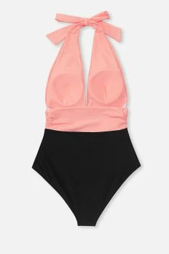 CUPSHE Christine Ruched Halter One Piece Swimsuit One Pieces