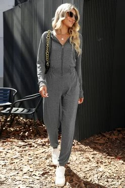 CUPSHE Just Dance Hooded Zip-Up Jogger Jumpsuit