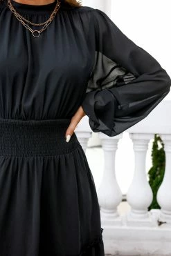 CUPSHE Lost In Paris Chiffon Balloon Sleeve Dress Clothing