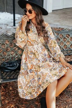 CUPSHE Cosima Paisley Drawstring Midi Dress