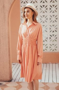 CUPSHE Sinemorets Shirt Collar Long Sleeve A-Shape Dress