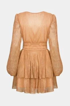 CUPSHE Starlight Metallic V-Neck Flounce Dress Clothing