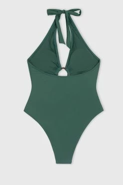 CUPSHE Green Halter Flower Cutout One Piece Swimsuit One Pieces