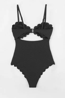 CUPSHE Black Knotted Scalloped One Piece Swimsuit One Pieces
