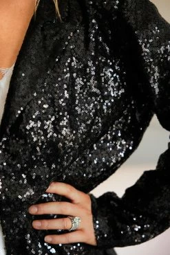 CUPSHE Starlight Sequin Open-Front Blazer