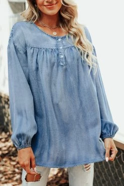 CUPSHE Nea Denim Ruched Shirt