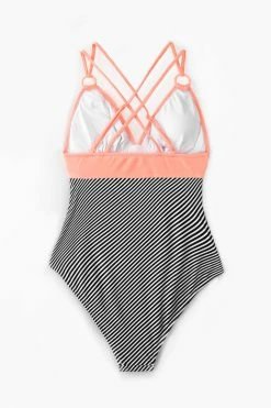 CUPSHE Peachy And Striped Tummy Control One Piece Swimsuit One Pieces