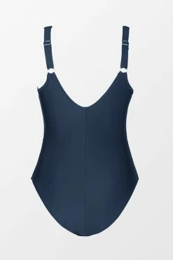 CUPSHE Omniscient Navy Solid Wrap Front Plus Size One Piece Swimsuit