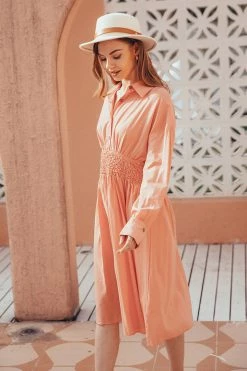 CUPSHE Sinemorets Shirt Collar Long Sleeve A-Shape Dress