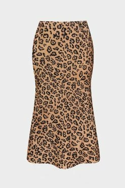 CUPSHE Spotlight Leopard Print High Waist Satin Skirt Clothing