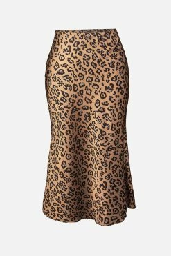 CUPSHE Spotlight Leopard Print High Waist Satin Skirt Clothing
