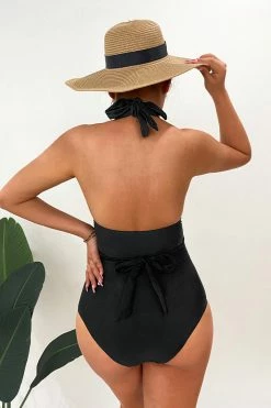 CUPSHE One Pieces Halter Wrap Front One Piece Swimsuit