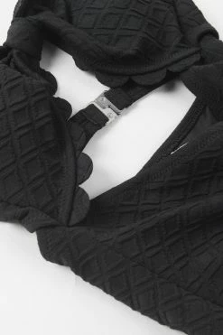 CUPSHE Black Knotted Scalloped One Piece Swimsuit One Pieces