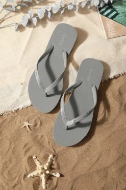 CUPSHE Sand Bar Rhinestone Grey Flip Flops