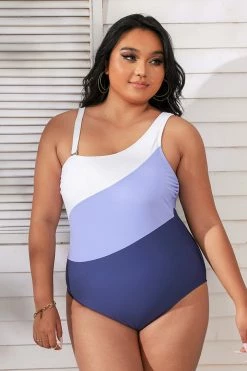 CUPSHE Santorini Solid Colorblock Tummy Control Plus Size One Piece One Pieces