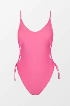 CUPSHE Summer Glow Up Tunneled Tie Side Pink One Piece Swimsuit