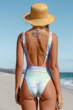 CUPSHE Clouds Scoop Back One Piece Swimsuit