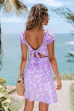 CUPSHE Katarina Ditsy Frill Bow Tie Cut Out Dress Clothing