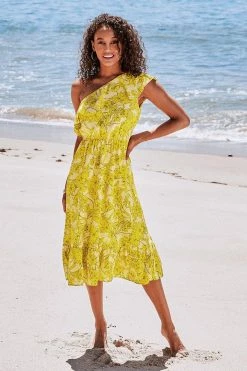 CUPSHE Stevie One Shoulder Ruffle Dress Clothing