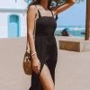 CUPSHE Amayah Black Shoulder Tie Midi Dress Dresses Best Sellers