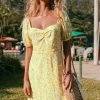CUPSHE Alianna Yellow Ditsy Puff Sleeve Dress