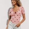 CUPSHE Laurel Scoop Tie Heart Print Bodysuit