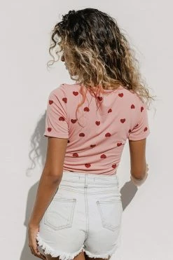 CUPSHE Laurel Scoop Tie Heart Print Bodysuit
