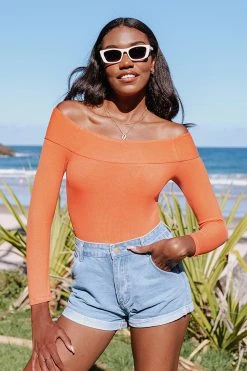 CUPSHE Janice Rib Off Shoulder Bodysuit