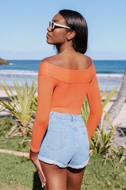 CUPSHE Janice Rib Off Shoulder Bodysuit