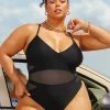 CUPSHE One Pieces Love Los Angeles Mesh Tie-Back Plus Size One Piece Swimsuit